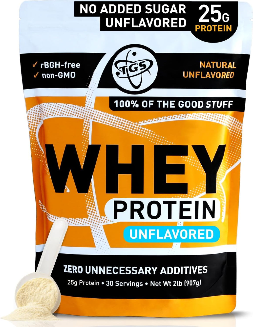 Whey Protein Powder Unflavored, Unsweetened, Keto Friendly - 2lb - Low Carb, Low Calorie, No Soy, Made in USA