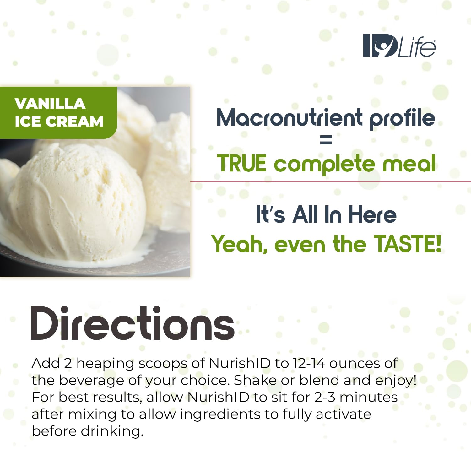 IDLife Vanilla Ice Cream NurishID Vegan - Meal Replacement Shake with Plant-Based Protein, Adaptogenic Mushrooms and Superfoods -15 Servings