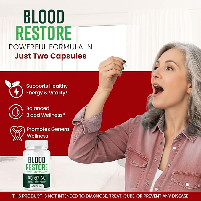 Macondo Blood Restore Capsules - Official BloodRestore Support Supplement Balance - Maximum Strength, Daily Natural Multivitamin for Overall Health & Wellness - 60 Capsules for 1 Month