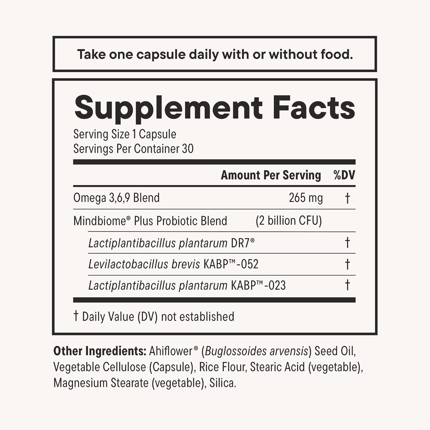 DAILYNOURI Stress Support Probiotic for Women & Men | Supports Cortisol Management, Stress Relief, Mood, Digestion & Gut Health | 3 Clinically Studied Strains + Vegan Omega Oil | 30-Day Supply
