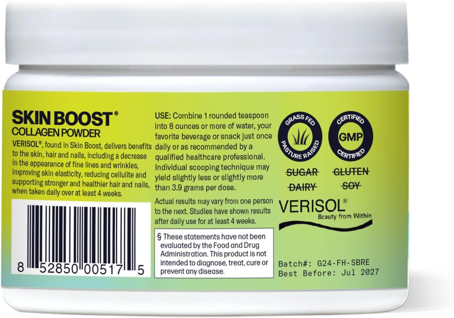 Hydrolyzed Collagen Powder - Sparkle Skin Boost (Tropical Coconut & Pineapple) [30-Serves] Verisol Collagen Hydrolysate Protein Powder Vitamin C Paleo Non-GMO Gluten Free Beauty Supplement Drink