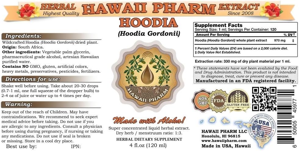 Hoodia Liquid Extract, Hoodia (Hoodia Gordonii) Tincture Supplement 2 oz