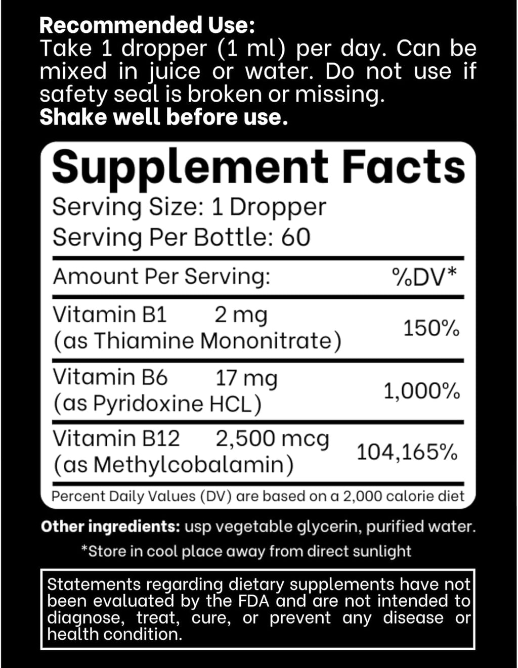 B1 B6 B12 Vitamin Liquid Drops - Nerve, Energy, Brain Support Supplement - Fruity-Like Flavor - Methylcobalamin, Thiamine, Pyridoxine (2)