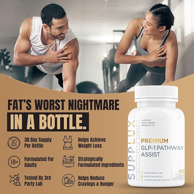 GLP-1 Pathway Assistance - Weight Loss Pills for Women & Fat Burner for Men + Appetite Suppressant w/ 5 Ingredients | Diet Supplement Pills | 3rd Party Tested Supplement - 60 Capsules for Adults