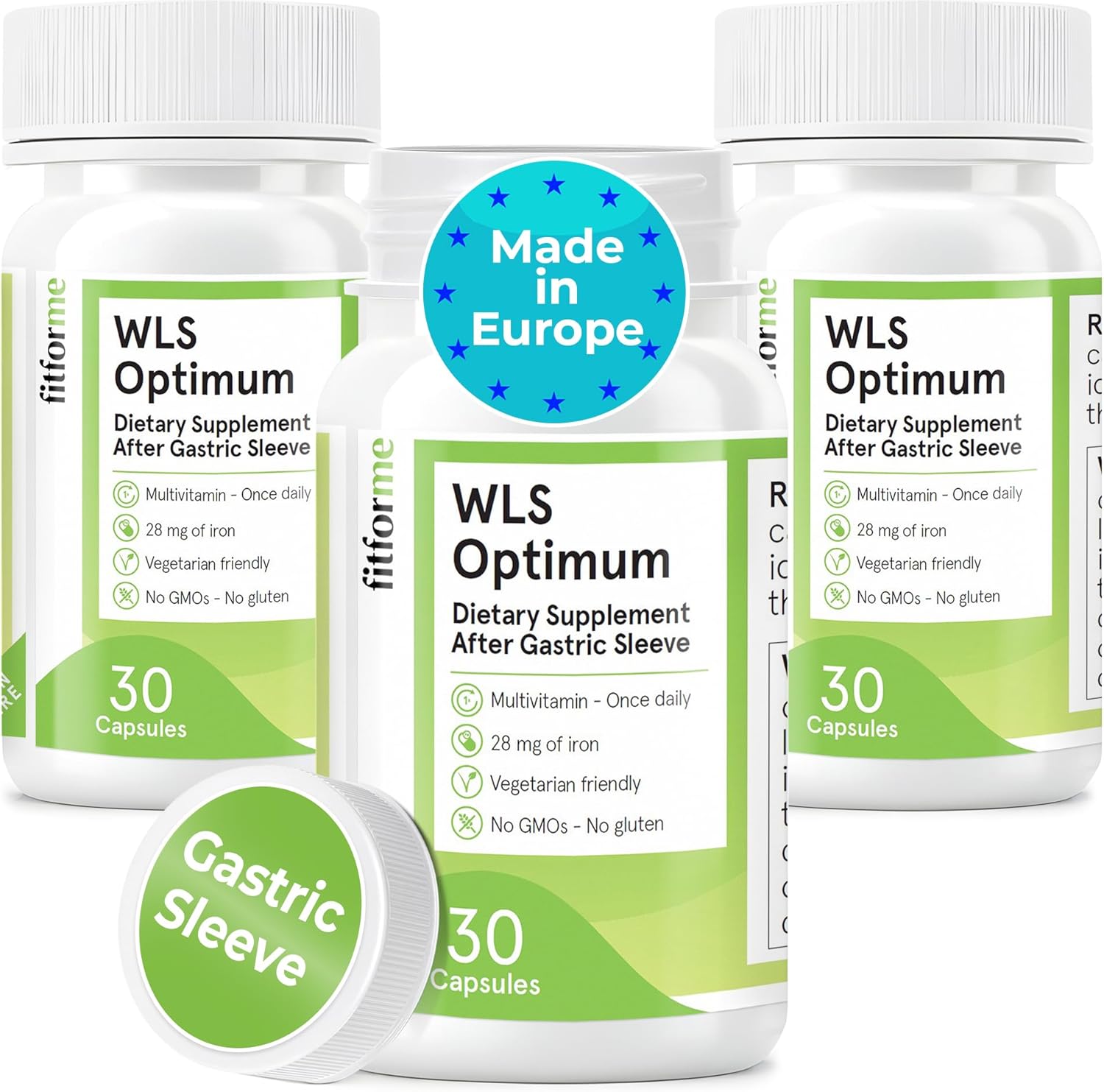 FitForMe Bariatric Multivitamins with Iron After Gastric Sleeve - One a Day WLS Optimum Capsule - 90 Days Supply of Vitamins & Minerals, Scientifically Proven