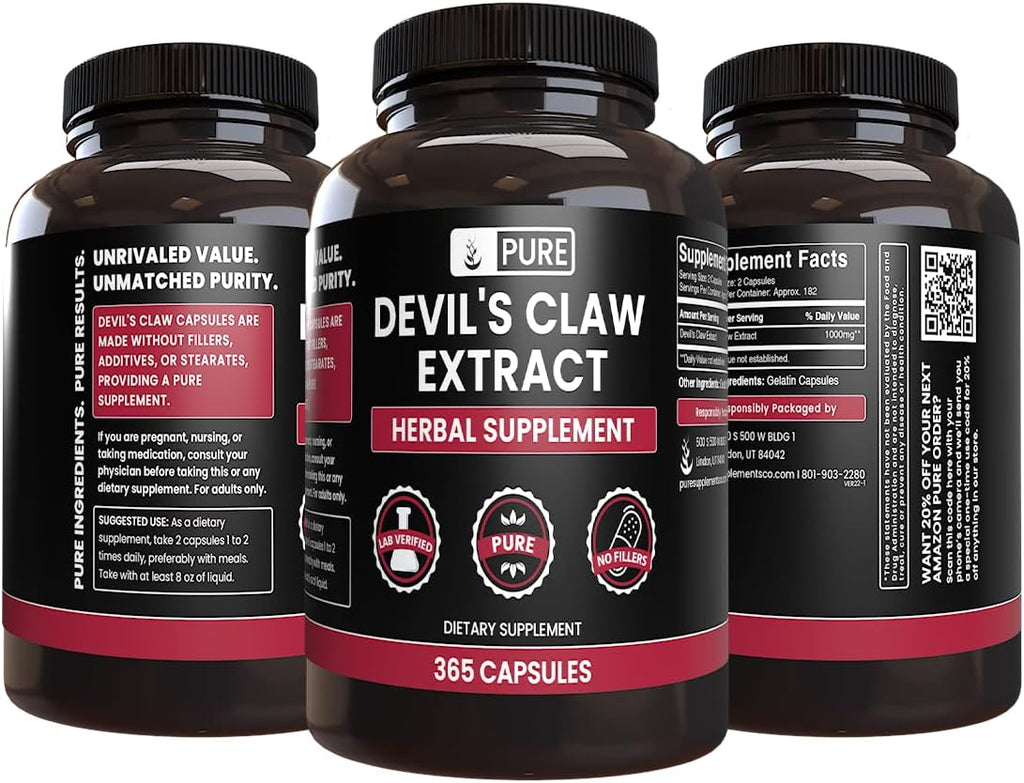Pure Original Ingredients Devil's Claw (365 Capsules) No Magnesium Or Rice Fillers, Always Pure, Lab Verified