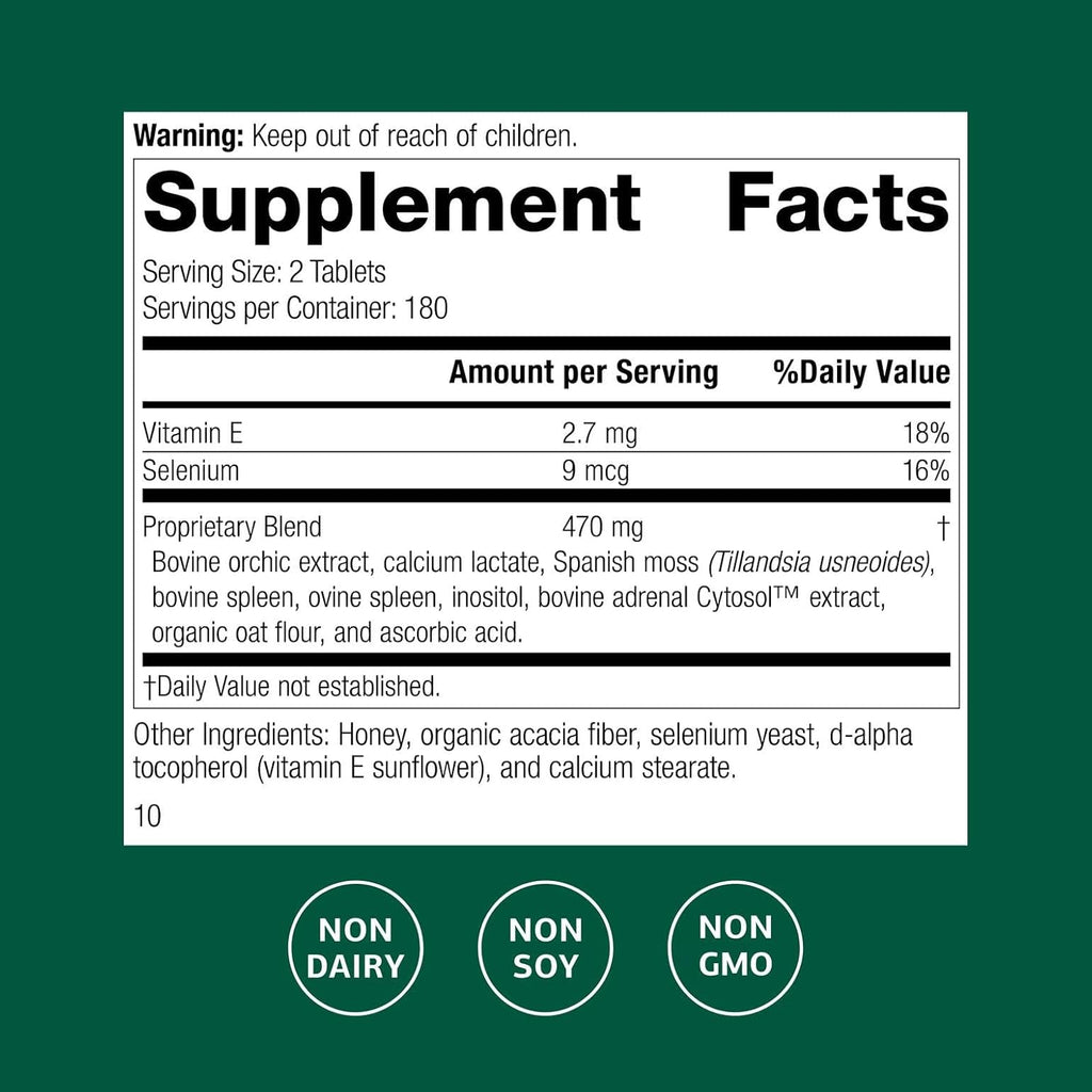 Standard Process Cataplex E2 - Whole Food Heart Health and Antioxidant with D-Alpha Tocopherol Vitamin E, Spanish Moss, Ascorbic Acid, Oat Flour, Inositol, Selenium - 360 Tablets
