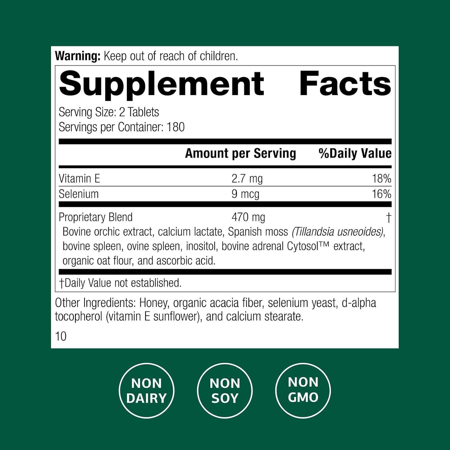 Standard Process Cataplex E2 - Whole Food Heart Health and Antioxidant with D-Alpha Tocopherol Vitamin E, Spanish Moss, Ascorbic Acid, Oat Flour, Inositol, Selenium - 360 Tablets