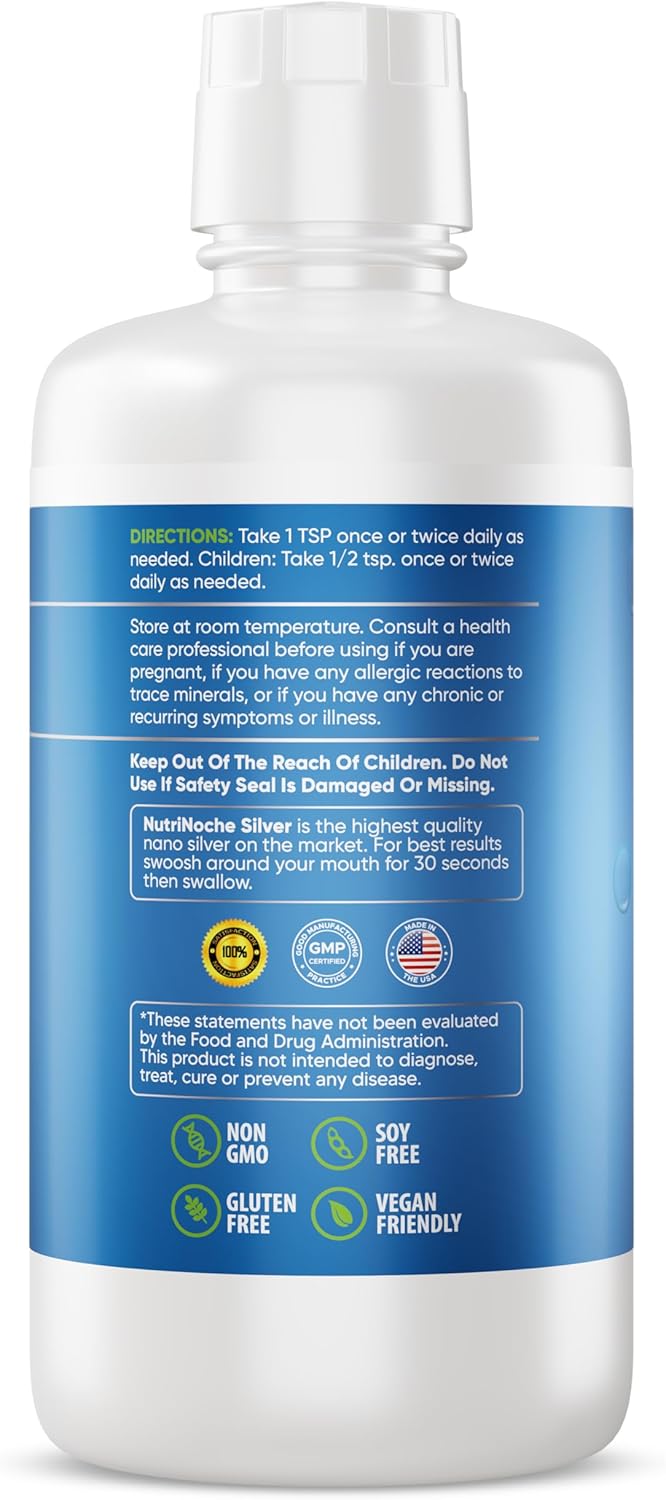 NutriNoche Colloidal Silver Mineral Liquid Supplement - 30 ppm - 32 Ounces - Colloidal Minerals