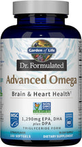 Garden of Life Dr. Formulated Advanced Omega Fish Oil - Lemon, 1,290mg EPA, DHA + DPA in Triglyceride Form, Single Source Omega 3 Supplement for Ultimate Brain & Heart Health, Non-GMO, 180 Softgels