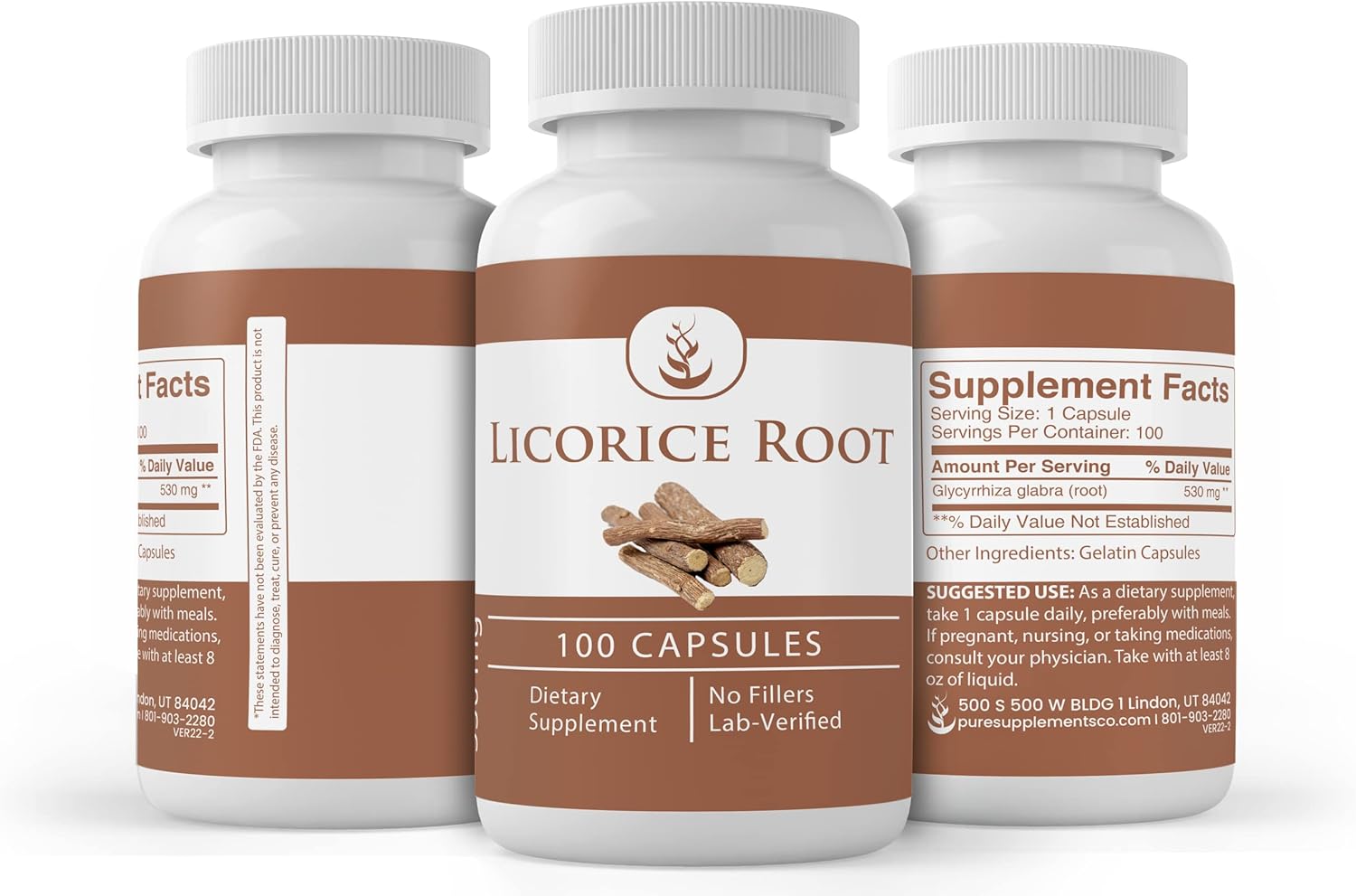 Pure Original Ingredients Licorice Root Extract (100 Capsules) Always Pure, No Additives Or Fillers, Lab Verified