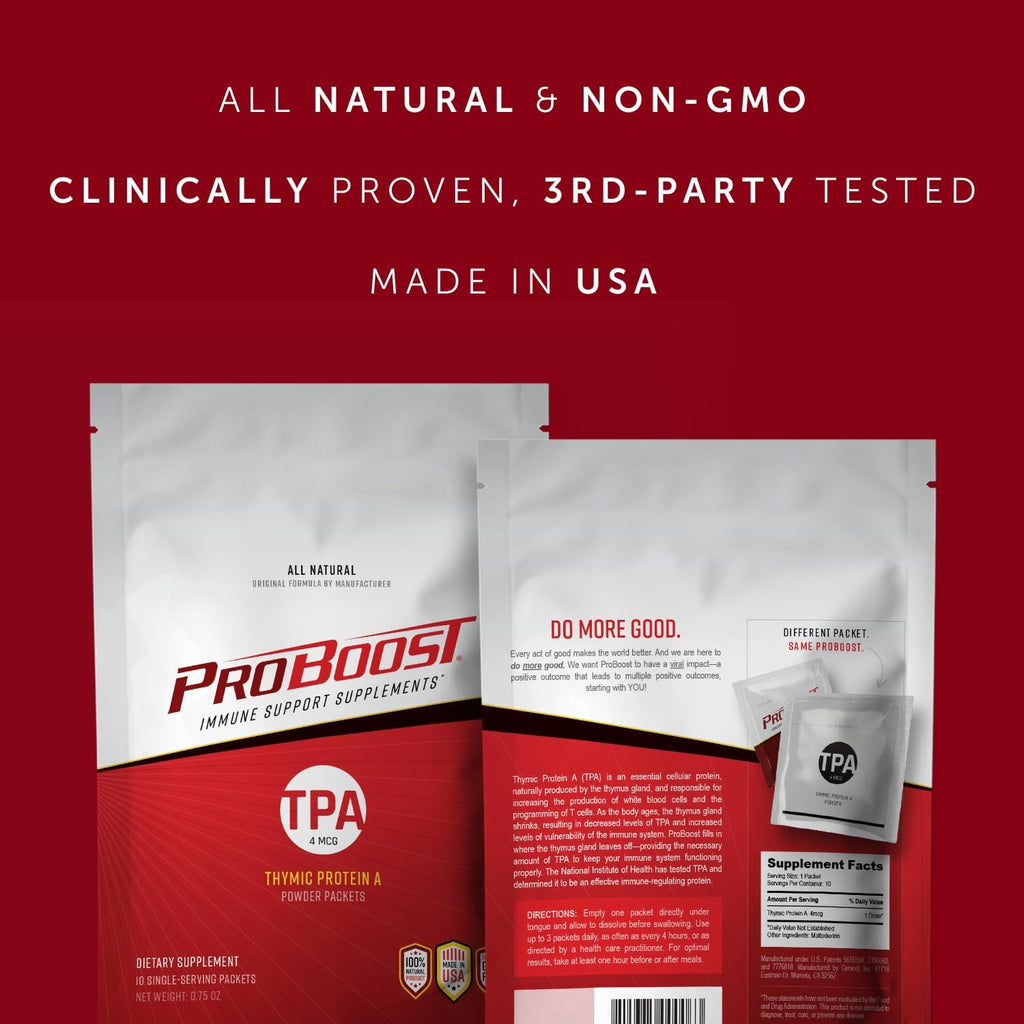 Thymic Protein A Powder Packets (4 McG TPA) – Immune System Support Supplement - All Natural, Non-GMO Formula - 10 Packets