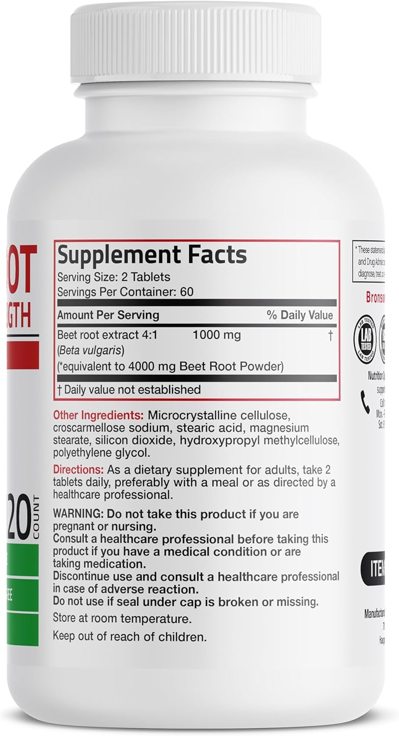 Bronson Beet Root Double Strength, Non-GMO, 120 Vegetarian Tablets