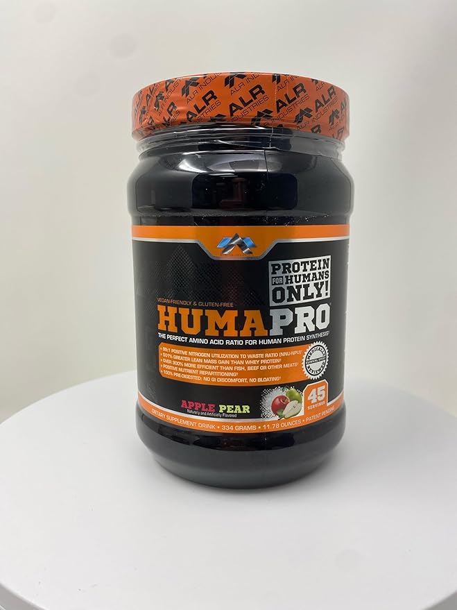 Humapro | Amino Acids Protein Matrix for Humans | 99% Utilization for Lean Muscle | Vegan, Gluten Free | 334g / 45 Servings (Apple Pear)