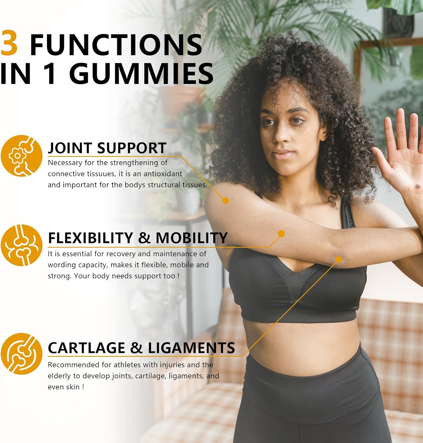Sugar Free Glucosamine Chondroitin Gummies, Extra Strength 1500mg Glucosamine with Chondroitin MSM & Elderberry & Turmeric, Joint Support Supplement for Men & Women Move Free Joint Health