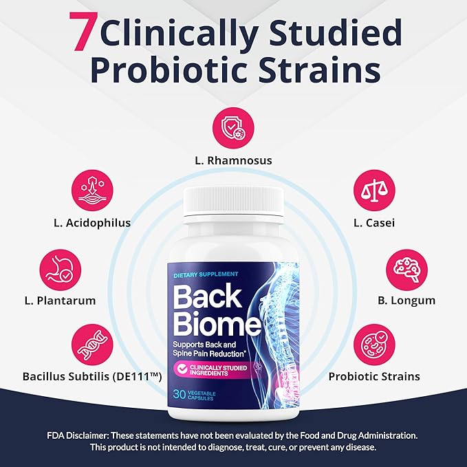 – Advanced 7-Strain Probiotic Formula for Gut & Back Health – Supports Digestive Balance, Reduces Inflammation, Promotes Spinal Comfort – Non-GMO, Vegan, 180 Capsules