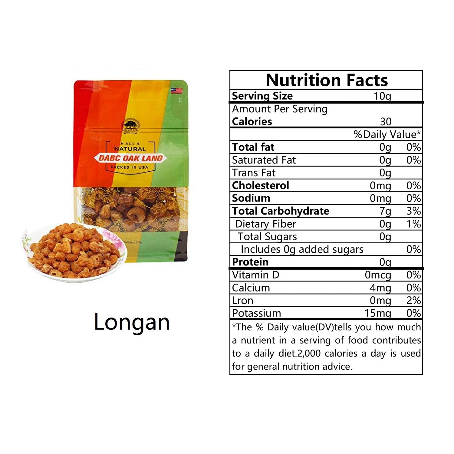 5 Pounds Natural Dried Longan, DABC OAK LAND 100% Fruit Meat, Premium Thailand Sun Dried Longan, Naturally Sweet, Healthy, Gluten-Free, Vegan, High in Vitamins, Dried Fruit Supplement 5bags of 1LB