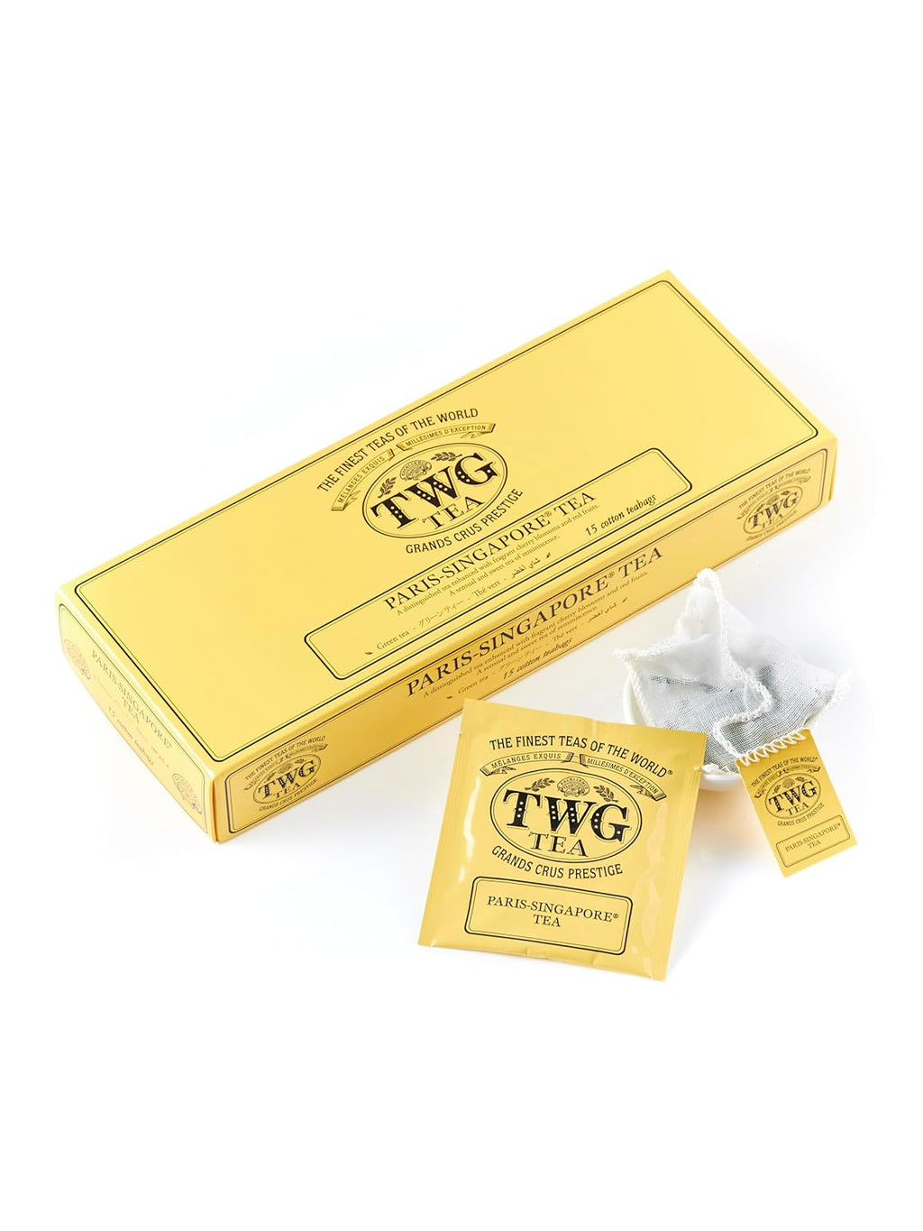 TWG Tea | Paris-Singapore Tea | Green Tea | Cherry Blossoms & Red Fruits | 15 Hand Sewn Cotton Teabags | Gift Set