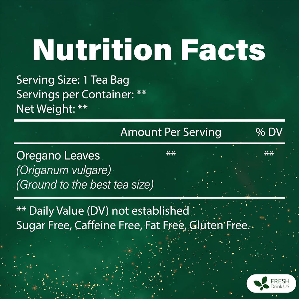 FreshDrinkUS, Oregano Leaf Tea | 135 Tea Bags – Pure Herbal Infusion from Origanum vulgare - Naturally Bold & Aromatic Flavor - Premium Quality, Sustainably Sourced. Vegan