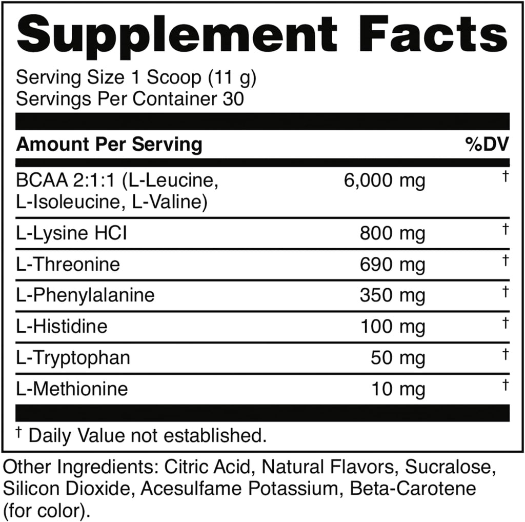 Bucked Up Essential Amino Acids - EAA Powder - Easy Mix, Non Clumping Formula - for Pre/Intra Workout - Mandarin Flavor - 30 Servings - 11.6 oz