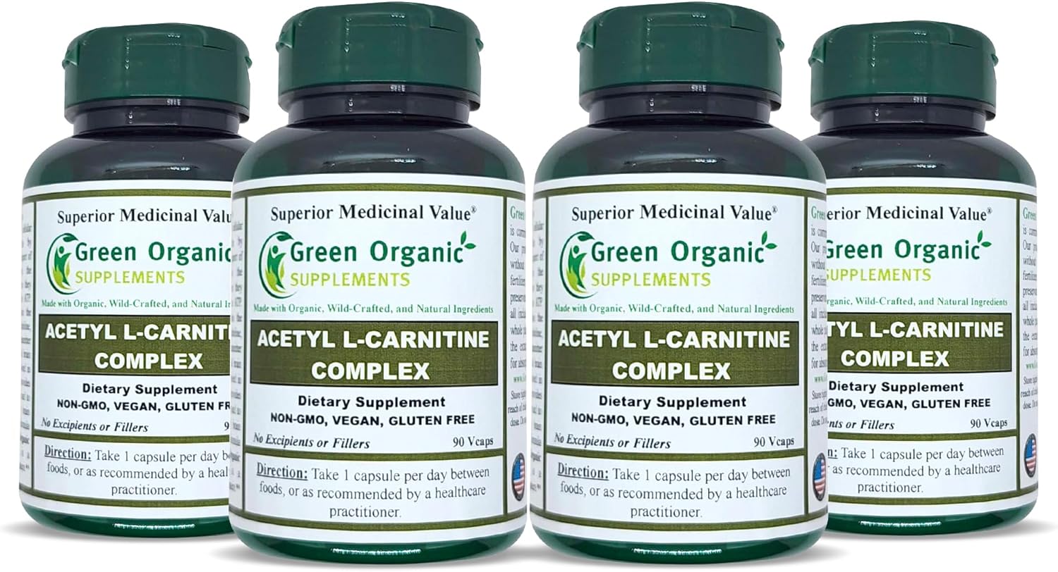Acetyl L-Carnitine, Carnitine, ALC, High Absorbable, Non-GMO, Gluten-Free (Pack of 4)
