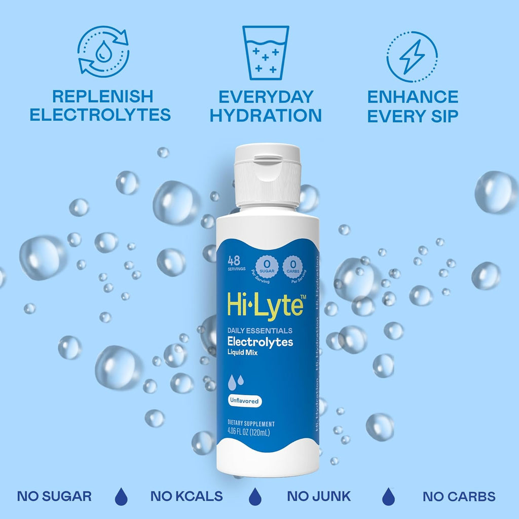 Hi-Lyte Daily Essentials Electrolytes Liquid Mix Unflavored, 144 Servings