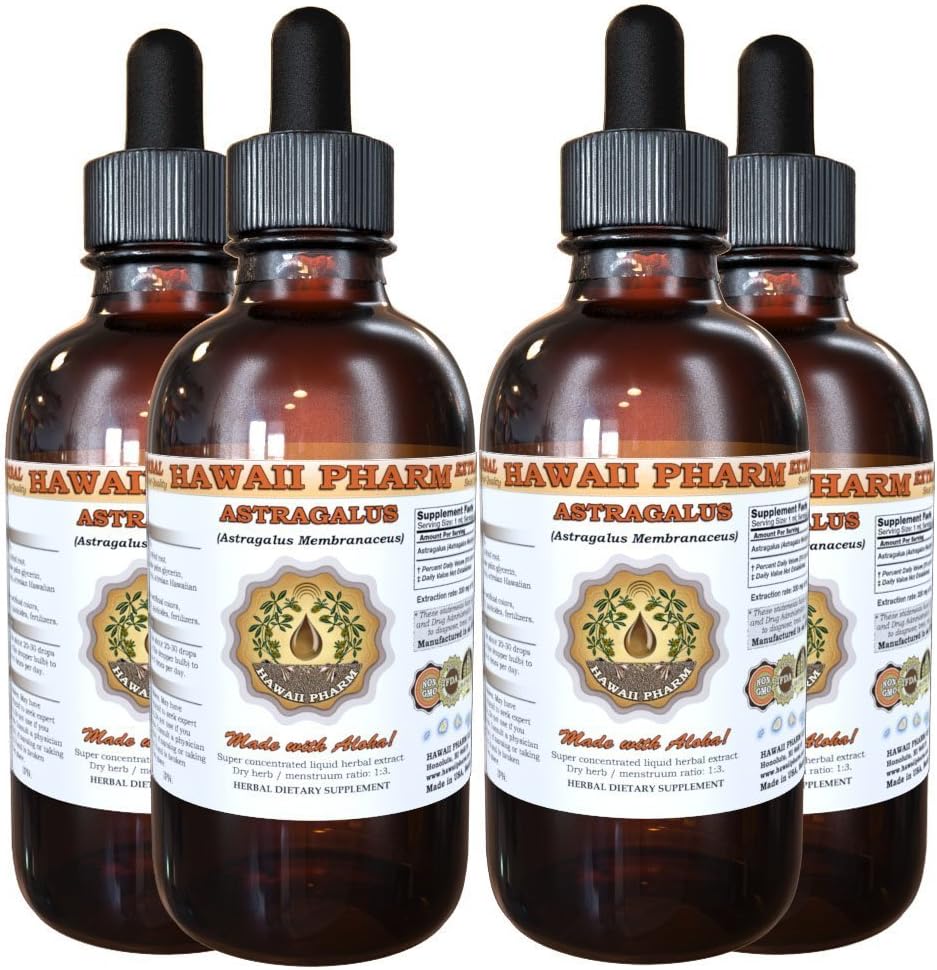 Astragalus Liquid Extract, Organic Astragalus (Astragalus membranaceus) Dried Root Tincture Supplement 4x4 oz