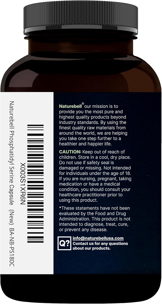 Ultra Strength Phosphatidylserine Supplement 500mg Per Serving, 240 Capsules | Soy Free, Derived from Sunflower Lecithin – Supports Cognitive Health and Brain Function – Non-GMO