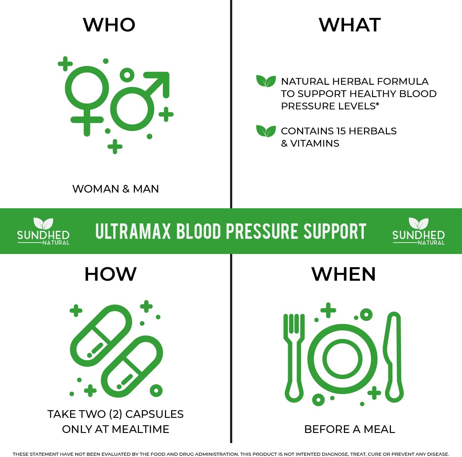 Sundhed Natrual UltraMax Blood Pressure with Bioperine for Enhanced Absorption, Hawthorn Berry Capsules - Multivitamin - 60 Capsules