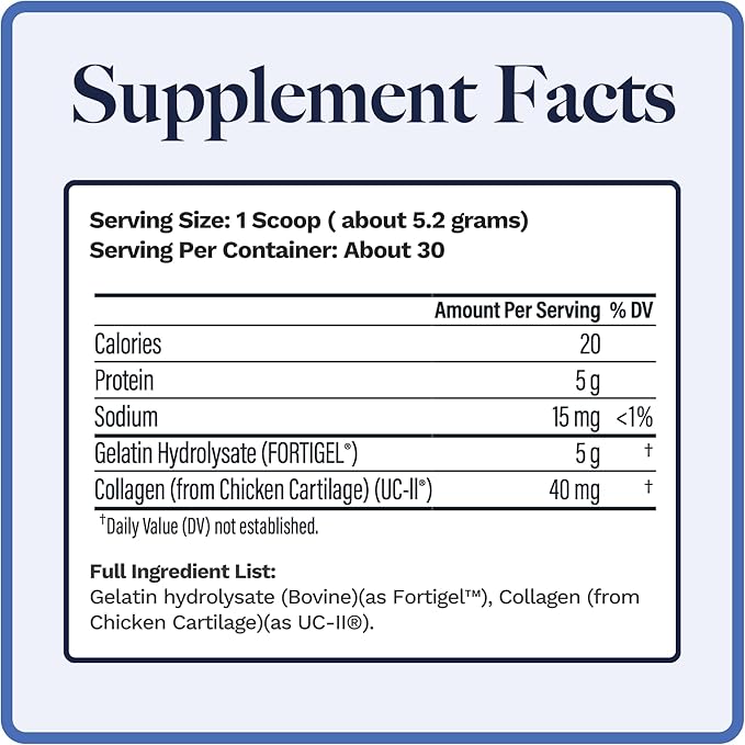Utzy Naturals Coll-U-Gen | Joint Support Supplement | with Type II Undenatured Collagen (UC-II®) & Fortigel® | Unflavored Powder | 30 Servings