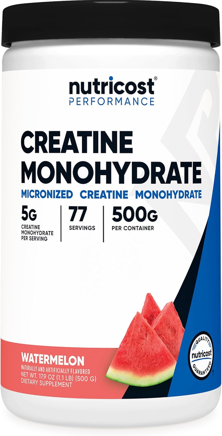 Nutricost Creatine Monohydrate Powder (Watermelon, 500 Gram) - Micronized Creatine Supplement - Vegan, Non-GMO, Gluten Free