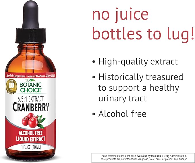 Botanic Choice Alcohol Free Liquid Extract Herbal Supplements, Cranberry, 1 Ounce