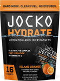 Jocko Fuel Hydrate Electrolytes Powder Packets Low Sugar - Hydration Amplifier Packets for Recovery, Dehydration, & Exercise - with Vitamins B6, B12 & C (16 Packets) Island Orange