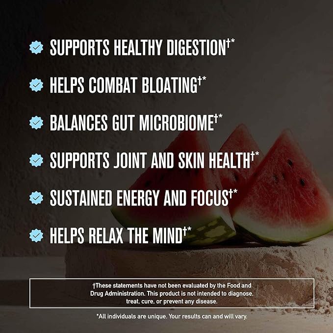 ROUNDHOUSE PROVISION Morning Kick, Powder Supplement for Healthy Digestion, Energy Levels, and Overall Wellness, 30 Servings (9.1 Ounce (Pack of 1), Watermelon Mint)