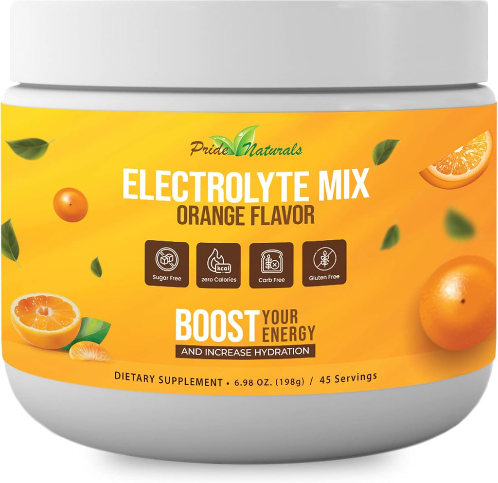 Electrolyte Powder - Refreshing Workout Recovery Electrolytes, Sugar Free, Gluten Free & Vegan, Pure Keto & Paleo Hydration Beverage, Immune Boosting Vitamins (198 Grams, Orange)