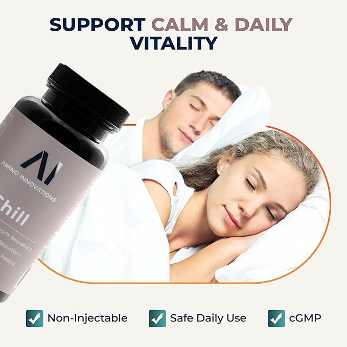 Amino Innovations CHILL Peptide Supplement Capsules with DHH-B and Peptide for Daily Use, Helps You Unwind, Recover, and Wake Up Refreshed - 30 Capsules (30 Regular Servings)