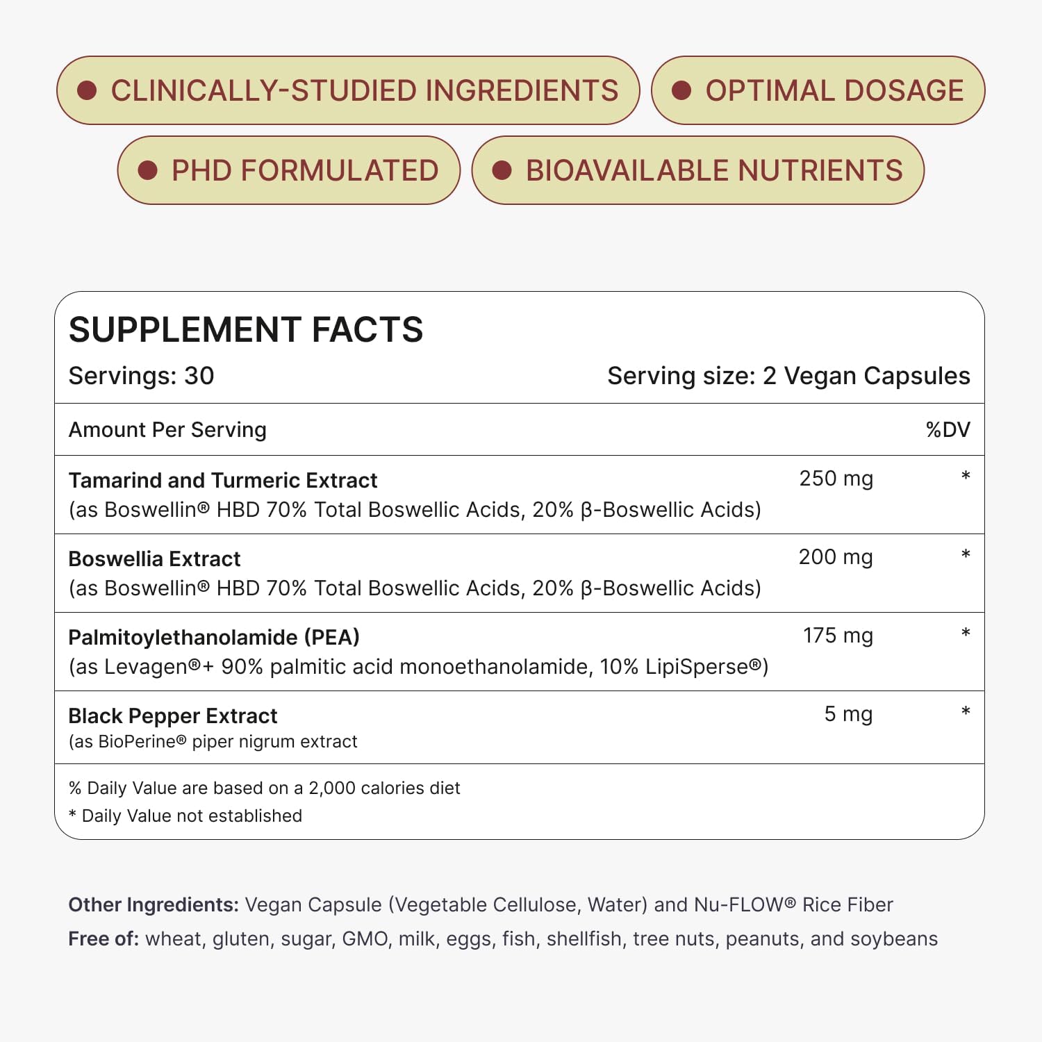 MOVE Fast Acting Joint Supplements | Tamaflex® Turmeric & Tamarind, Levagen®+ PEA Palmitoylethanolamide, Boswellia Serrata, Bioperine® Black Pepper Extract | Joint Support & Mobility | 60 Vegan Caps