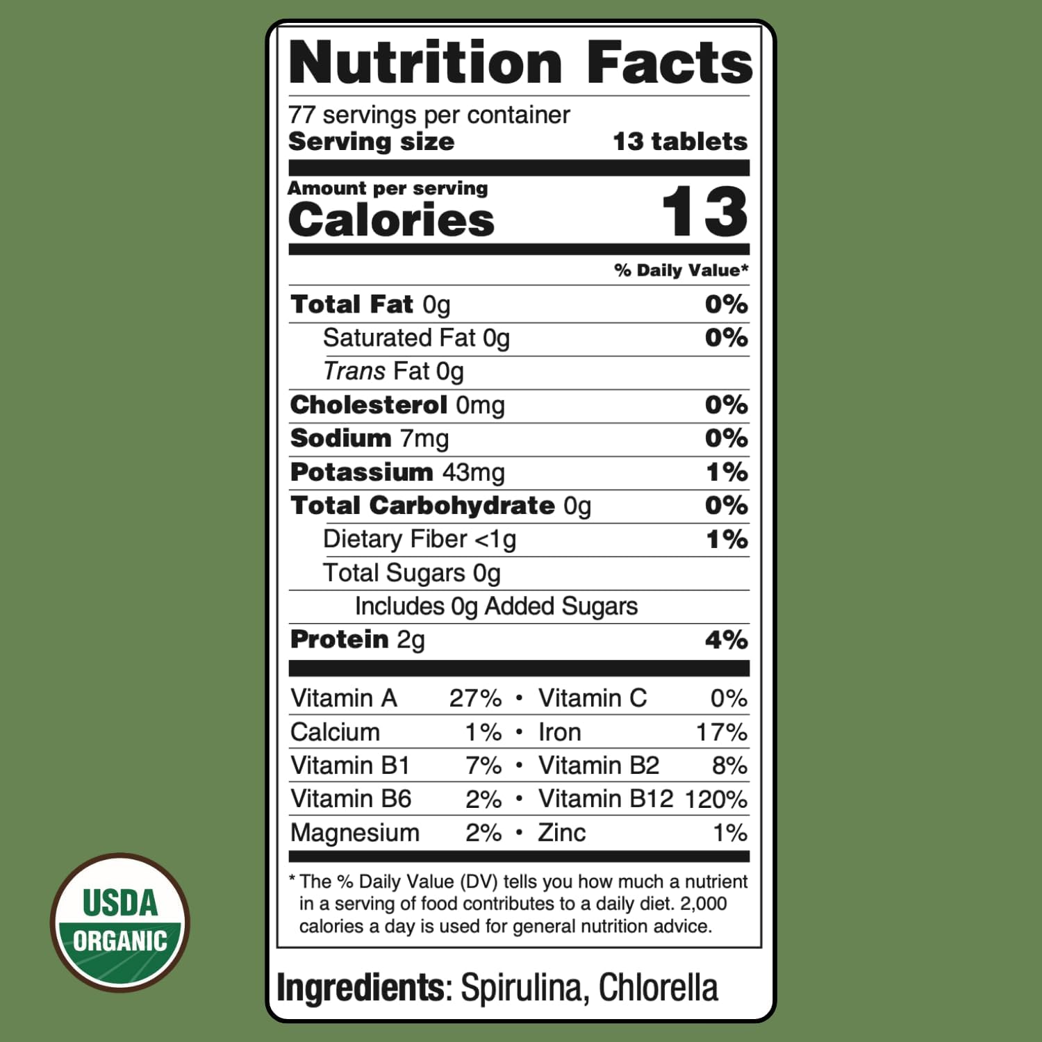 On Target Living Organic Spirulina Chlorella | Supergreens | USDA Organic | 1000 Tablets- 250 G (8.8 oz) | Vegan | Immune Support | Alkalyzing | Nutrient Dense | Protein Dense