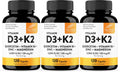Sandhu's Vitamin D3 K2 Magnesium 5000 IU, 120mcg K2 Capsules 120 Count (Pack of 3) | with VIT B6, Zinc & Quercetin | D3K2 Supports Superior Absorption, Energy, Immune, Muscle Health for Men & Women