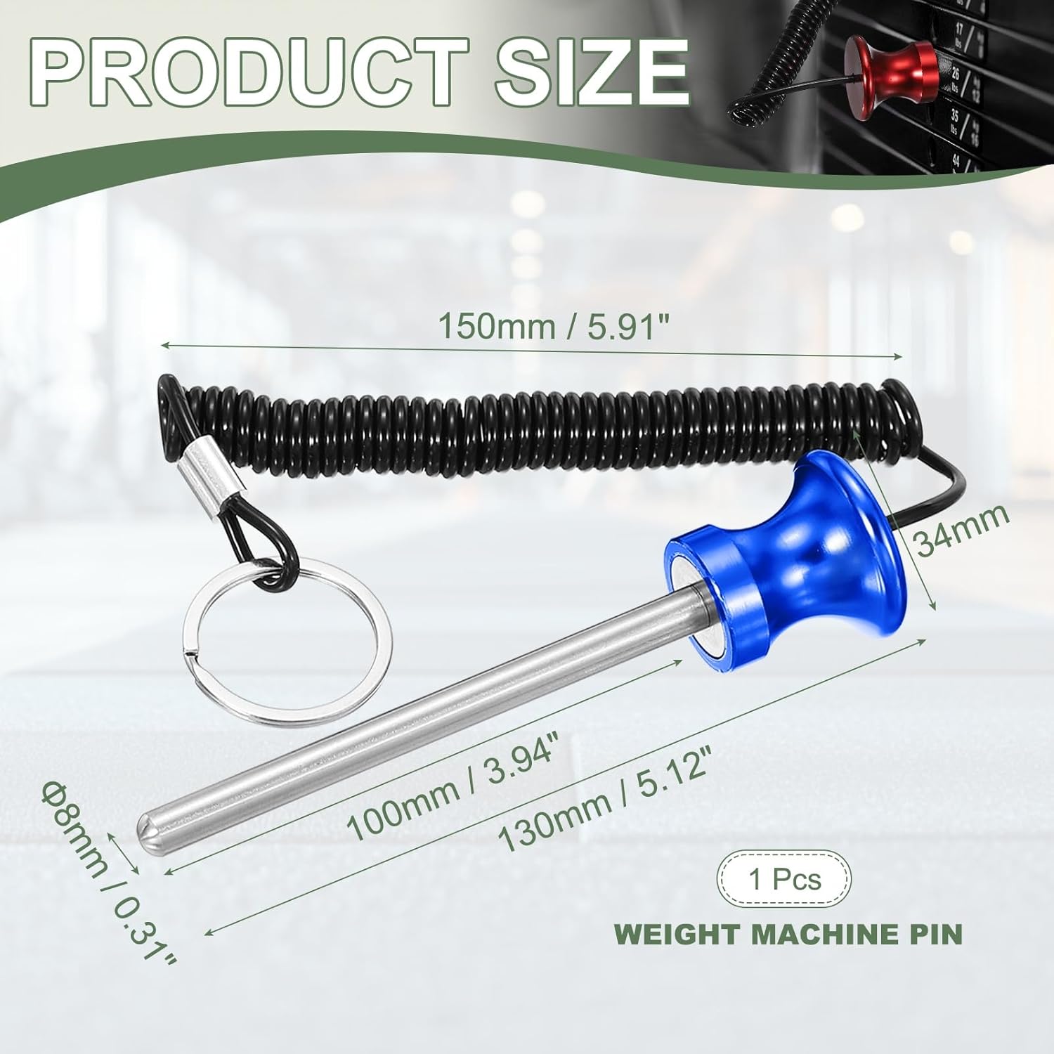 Weight Stack Pin, Weight Gym Pin Strength Training Equipment Replacement with Pull Rope for Home Gym Club