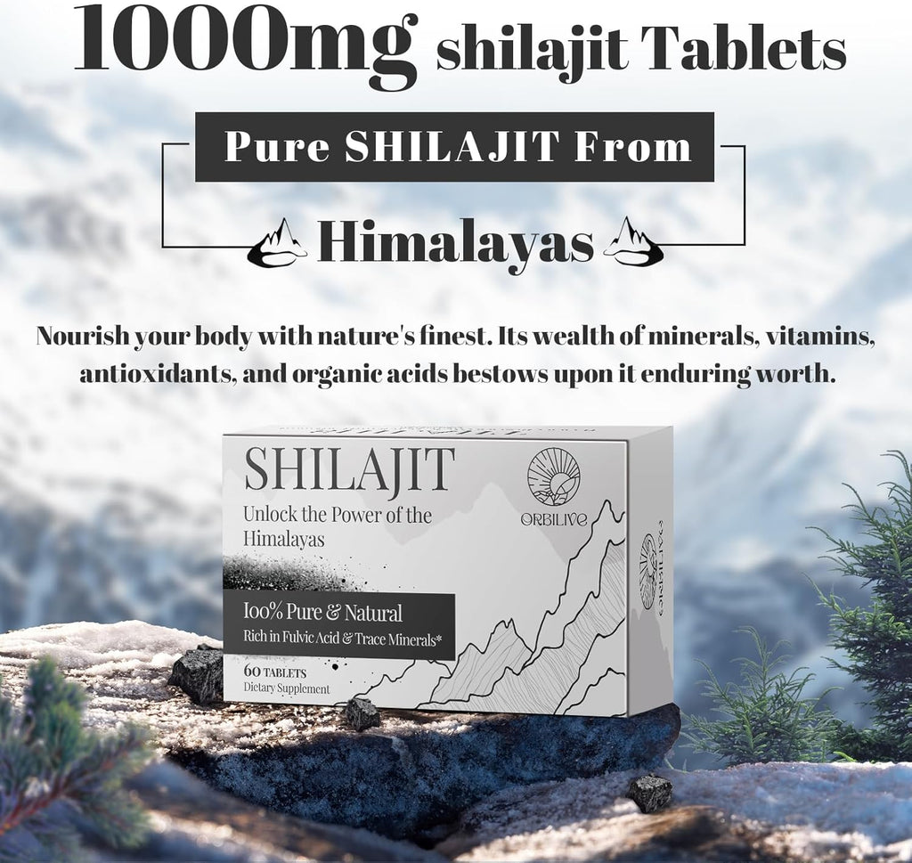 30,000 MG Shilajit Tablets, 100% Shilajit Pure Himalayan Organic, Shilajit for Men and Women Rich in Fulvic Acid & 85+ Trace Minerals, Shilajit Supplement for Energy & Immune System, 240 Count