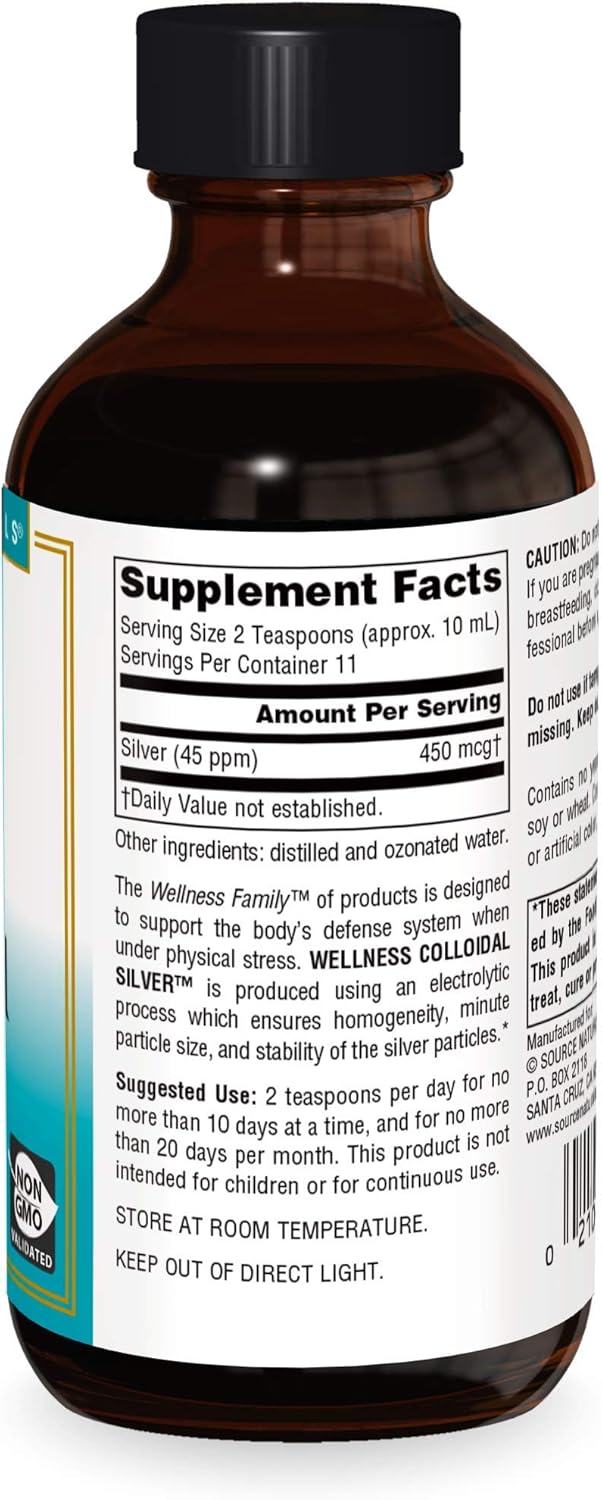 Source Naturals Wellness Colloidal Silver 45 ppm, Supports Physical Well Being* - 4 Fluid oz