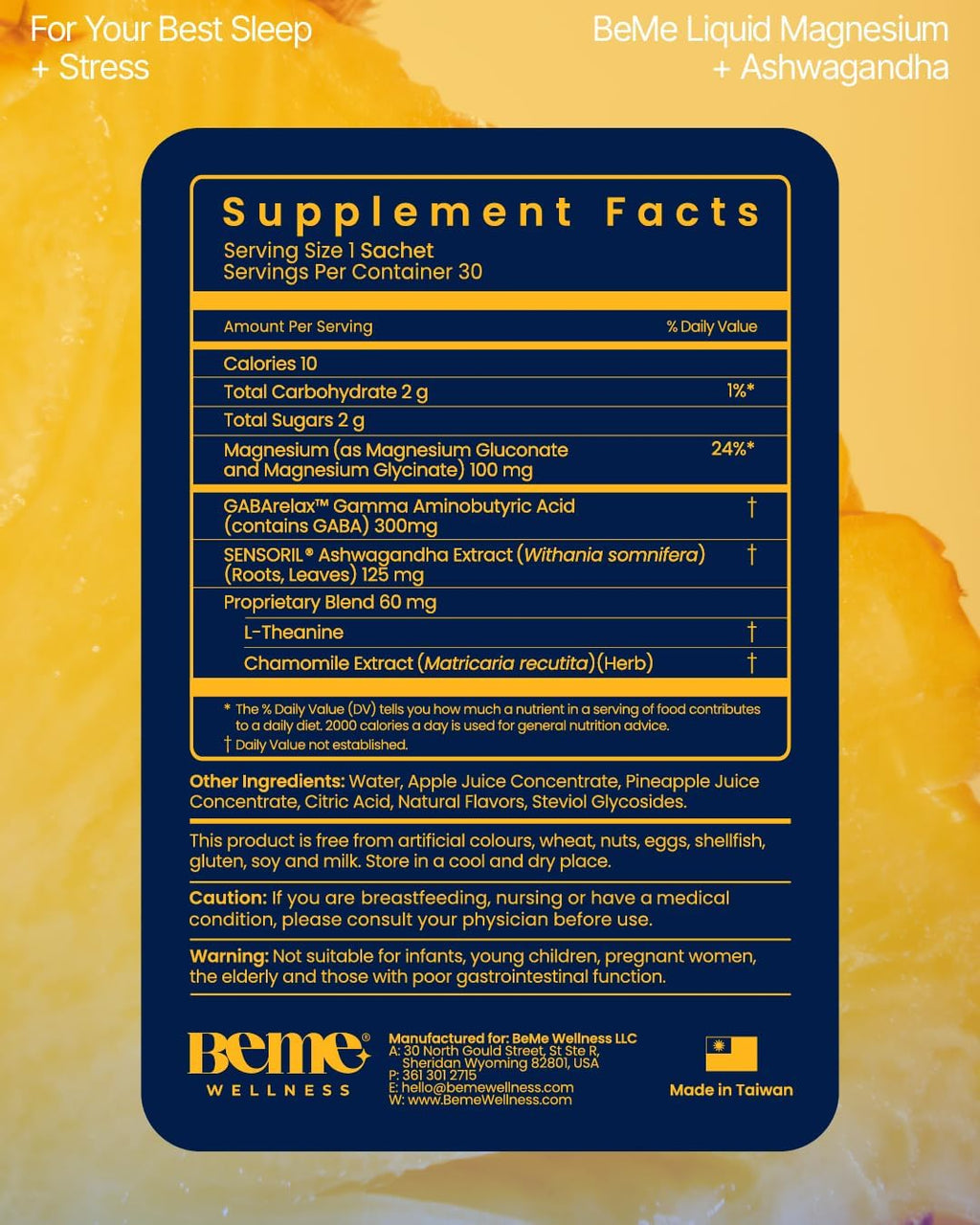 BeMe BeZen Sleep Aid Supplement Natural Without Melatonin - 2X Absorption Than Pills - Sleep aids for Adults with Magnesium, Ashwagandha, Chamomile, L-Theanine & GABA - Delicious Pineapple