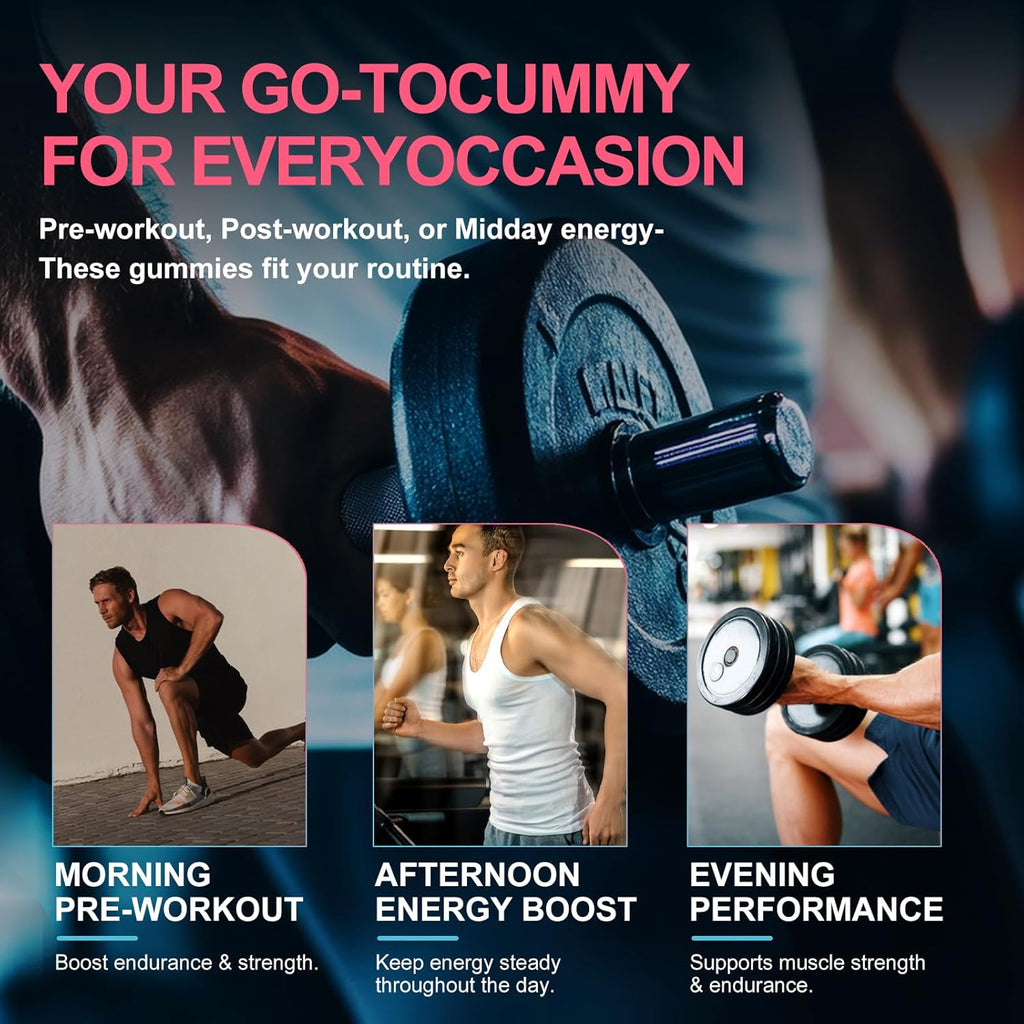 Health4All Creatine Monohydrate Gummies 5G for Men & Women, Preworkout Supplement for Energy & Muscle Growth Support with Electrolyte, BCAA, L-Carnitine & Taurine- Raspberry & Blueberry 120 Gummy