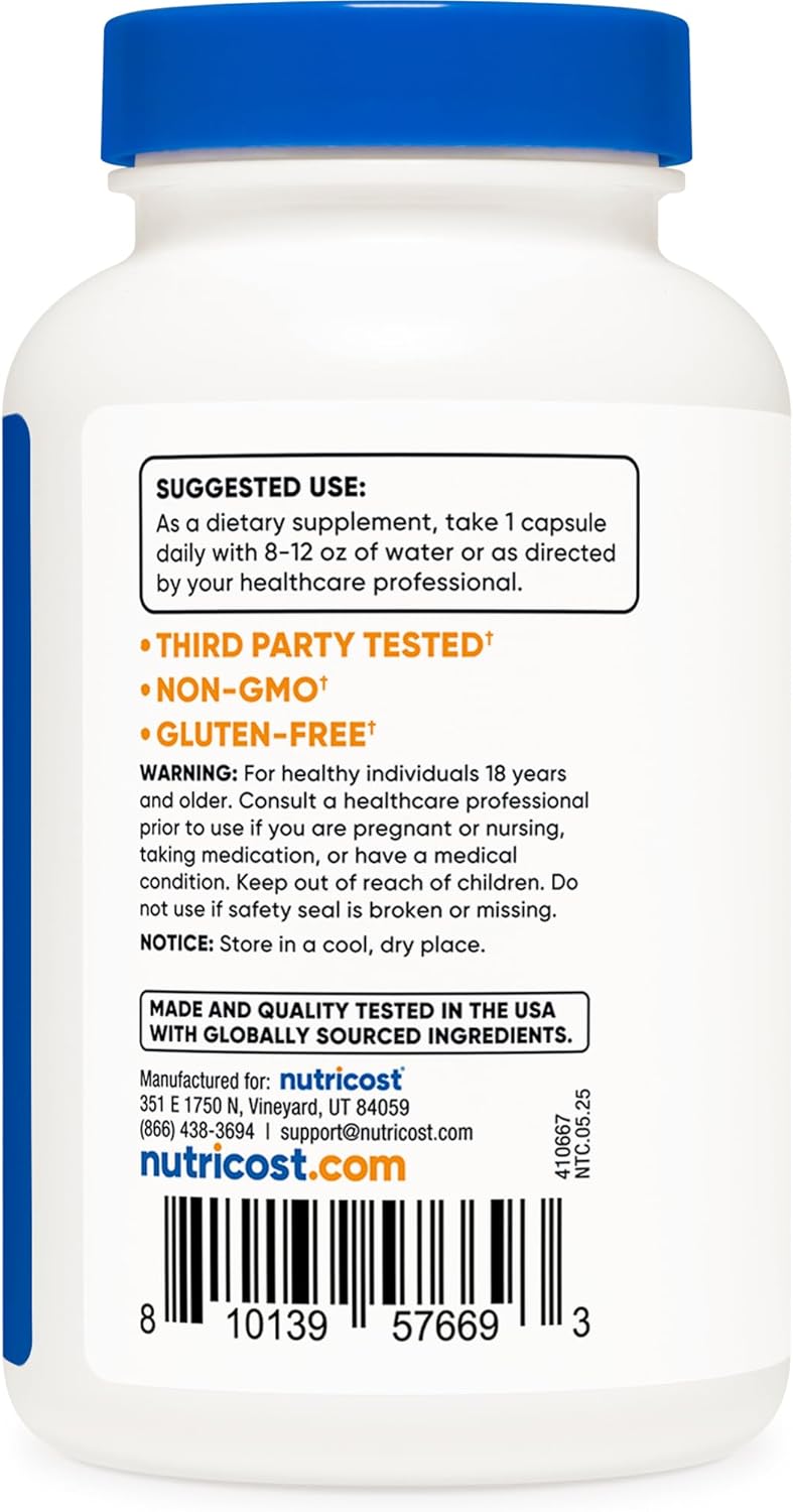Nutricost Saccharomyces Boulardii + MOS Capsules (>5 Billion CFU) 120 Capsules - Prebiotic + Probiotic, 200mg of MOS Per Serving