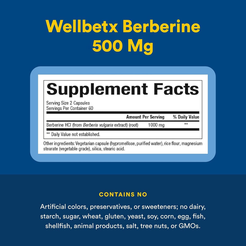 Natural Factors WellBetX Berberine, 1000mg, 120 Capsules