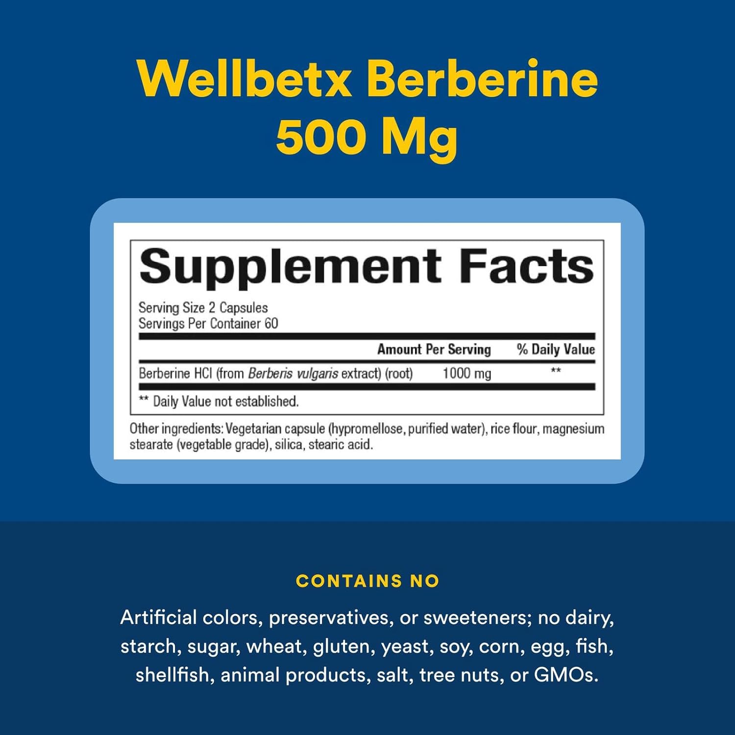 Natural Factors WellBetX Berberine, 1000mg, 120 Capsules