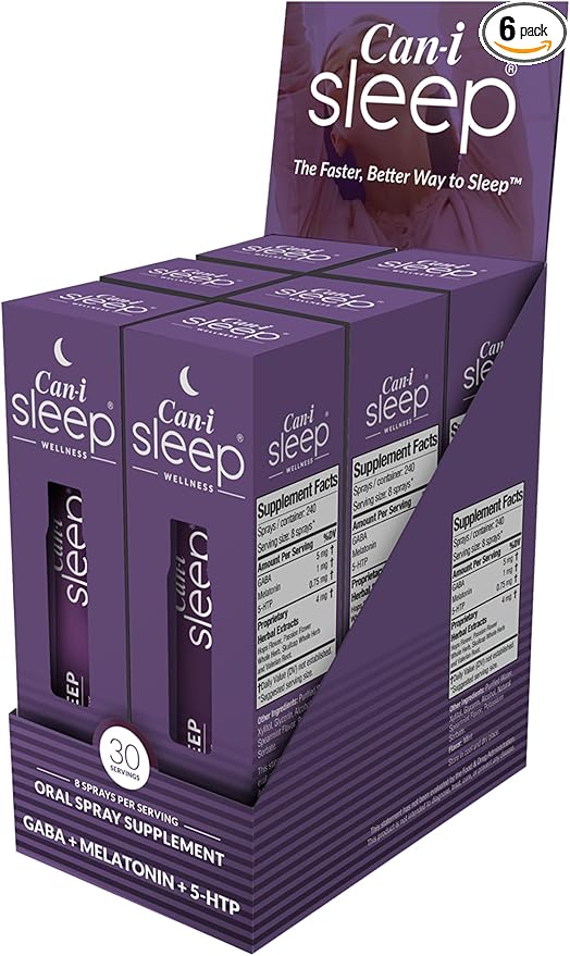 Fastest Sleep Spray Working in 10 mins, Best Sleep Aid for Adults, Relaxium Through The Night with Can-i Sleep All Natural Sleep Vitamins Six Pack - 180 Servings