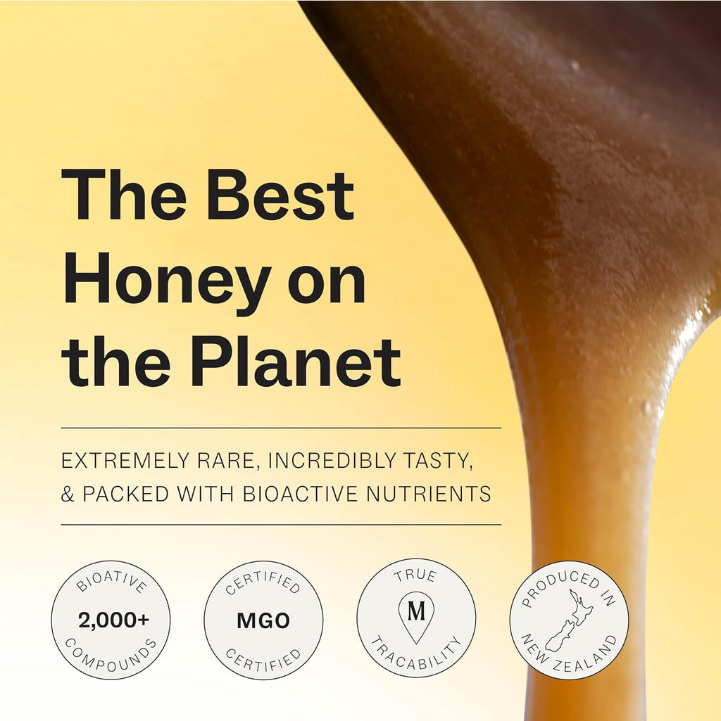 Manukora Raw Manuka Honey MGO 50+, New Zealand Honey, Non-GMO, 3rd-Party Tested, Glyphosate Residue Free Certified, 2000+ Natural Compounds, Traceable from Hive-to-Hand, Daily Wellness Support – 500g