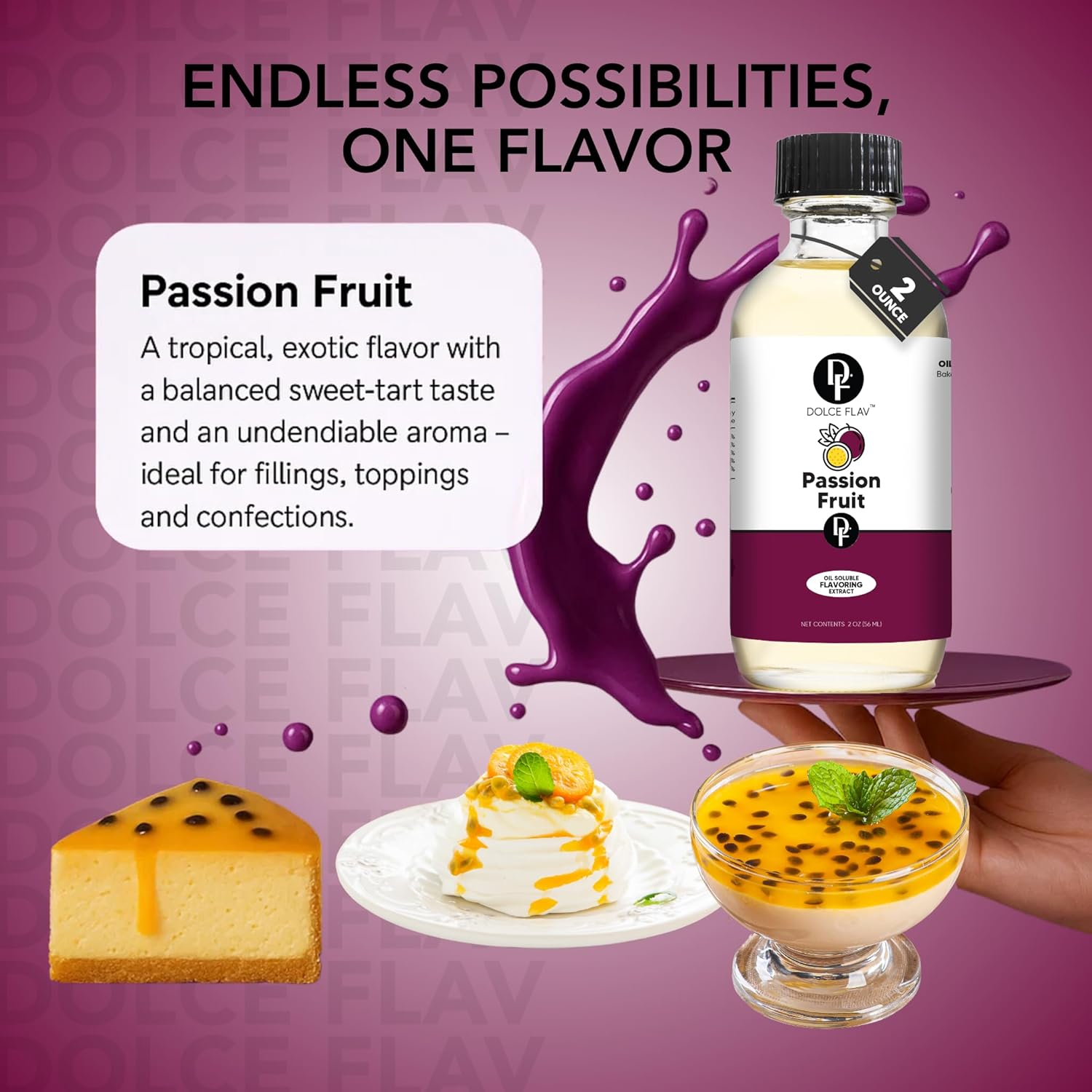 Dolce Foglia Passion Fruit Extract - 2 Ounce Oil-Soluble Multipurpose Flavoring Ideal for Candy Making, Baking, Lip Balm, and Ice Cream - Passion Fruit Concentrate Perfect for Weight Management